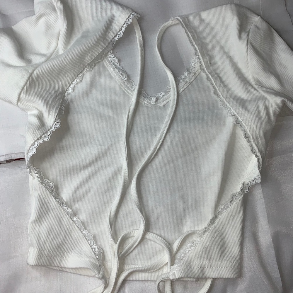 Size S - shein laced open back shirt.